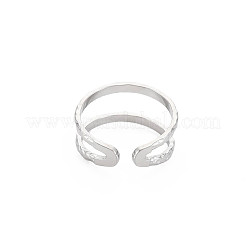 Anlaufgeschützter offener Manschettenring aus 304 Edelstahl mit Doppellinie für Damen&nbsp;X-RJEW-S405-200P