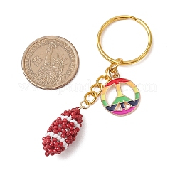 Регби ручная работа стеклянный сплав эмалированные подвески брелок KEYC-MZ00033