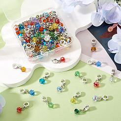 100 Stück 10 Farben galvanisieren transparentes Glas facettierte Kürbis europäischen Baumeln Charms&nbsp;PALLOY-TAC0232