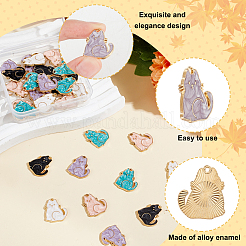 50шт 5 цвета сплава эмалевые подвески&nbsp;ENAM-OC0001-19