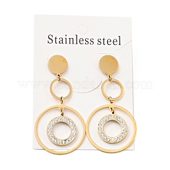 Orecchini pendenti con anello di strass di cristallo con perni in acciaio inossidabile 316&nbsp;EJEW-F285-02G