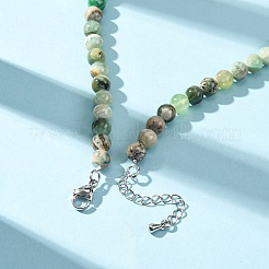 Collares redondos de cuentas de jaspe verde natural de 6 mm&nbsp;GG-CBAA808-02P-A