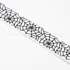 Halloween Ornamente Spinnennetz-Muster gedruckt Grosgrainbänder&nbsp;SRIB-L005-16mm-04