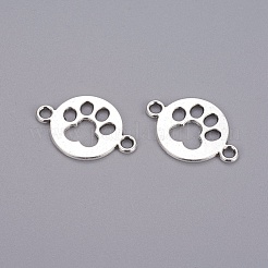 Плоский круглый тибетский стиль с соединителями из сплава с отпечатками собачьей лапы&nbsp;X-TIBE-Q045-04AS-RS