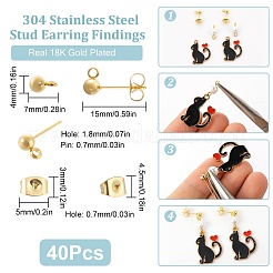 40 Stück Ohrstecker-BeZubehör aus 304 Edelstahl mit Kugelkopf&nbsp;STAS-SC0005-27