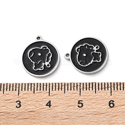 Anhänger aus schwarzem Emaille aus 304 Edelstahl&nbsp;STAS-M102-17P-01