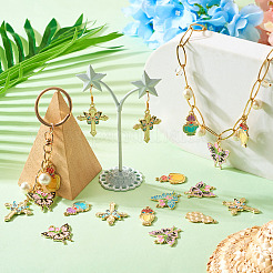 20 pièces 10 styles pendentifs en émail en alliage plaqué or clair&nbsp;ENAM-TA0001-75