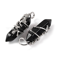 Подвески с двойным наконечником из натурального обсидиана&nbsp;G-C144-03P-11