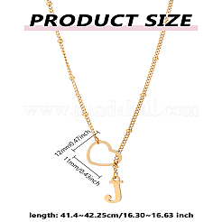 1 collane con laccio in acciaio inossidabile con lettera e cuore per donna&nbsp;NJEW-LP0002-87G-J