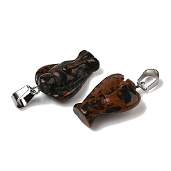 Acajou naturel pendentifs en obsidienne&nbsp;G-B127-10P-09