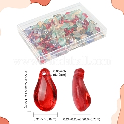 180 Stück 6-farbige transparente Glasanhänger in Tropfenform&nbsp;GLAA-YW0005-80