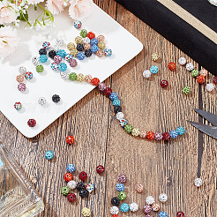 120 шт. 12-х цветные бусины-диско-шары со стразами&nbsp;RB-AR0003-14A