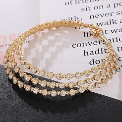 Bracelets à chaîne en alliage rond et plat avec strass&nbsp;FS-WG65918-01