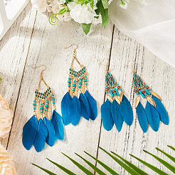 2 пара серег-перьев 2 стилей&nbsp;EJEW-TA0001-48A