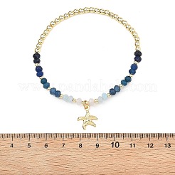 Pulseras de latón con dijes de estrella de mar&nbsp;BJEW-JB13637