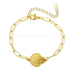 3 bracciale a maglie a forma di conchiglia in acciaio inossidabile 304&nbsp;BJEW-JB13855