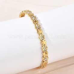 Bracciali rigidi da donna in acciaio inossidabile 304 con strass e chiusura a cerniera.&nbsp;BJEW-Z178-02G