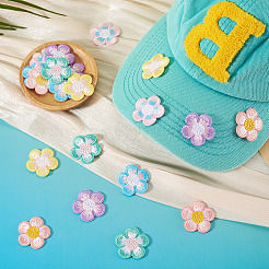 24 Stück 4 Beutel Blumen-Polyester-Stickerei-Paillettenstoff zum Aufbügeln/Aufnähen&nbsp;PATC-TA0001-50
