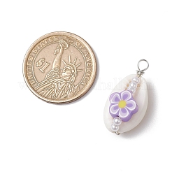 Подвески из натуральной ракушки каури и полимерной глины ручной работы&nbsp;PALLOY-JF03818-01