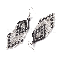 Boucles d'oreilles pendantes bohèmes en acier inoxydable 304 avec verre&nbsp;EJEW-MZ00175-03