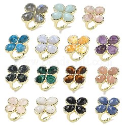 Регулируемые кольца для женщин с ограненными натуральными драгоценными камнями&nbsp;RJEW-A092-01G