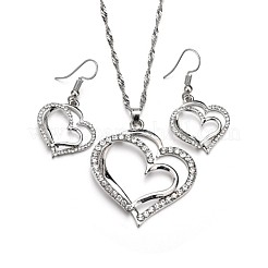 Set di collana e orecchini pendenti con ciondolo a forma di cuore in lega di cristallo e strass&nbsp;FS-WG58D1F-01