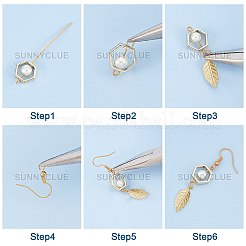 Наборы для самостоятельного изготовления сережек-подвесок из листьев и жемчуга&nbsp;DIY-SC0016-50