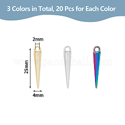 60pcs 3 pendentifs en alliage de couleurs&nbsp;PALLOY-DC0001-01-NR