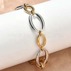 Pulseras de cadena de eslabones ovalados de acero inoxidable 304 de dos tonos para mujer&nbsp;BJEW-F533-02F-G