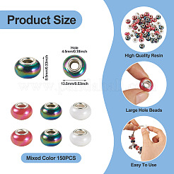 150шт европейские бусины из непрозрачной смолы&nbsp;RESI-TA0004-72B