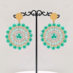 Серьги-гвоздики со стеклянными подвесками из нержавеющей стали 304&nbsp;FS-WG8075B-01