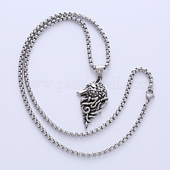 Ожерелья с подвеской в виде головы волка из нержавеющей стали 304 в виде викингов-пиратов&nbsp;LU3872