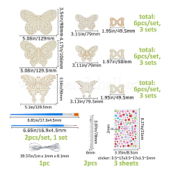 Наборы для самостоятельного изготовления деревянных колокольчиков-бабочки&nbsp;DIY-FH0010-13