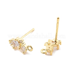 Латунные серьги-гвоздики из циркония&nbsp;KK-A238-01F-G