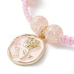 Bracciale con perline intrecciate di quarzo craquelé sintetico&nbsp;BJEW-JB09546