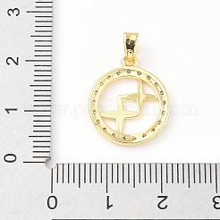 Pendentifs avec zircon cubiques à micro-pavés en laiton&nbsp;KK-D357-16G-G