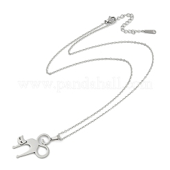 Serie halloween 202 catena in acciaio inossidabile con ciondolo a forma di gatto&nbsp;NJEW-S005-01P-D