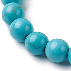 Bracelets élastiques ronds en perles de turquoise synthétique&nbsp;BJEW-JB10276-02