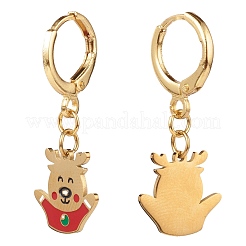 Pendientes de aro huggie de latón para navidad&nbsp;EJEW-JE04509