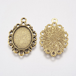 Tibetischen stil Anhänger Fassungen für Cabochons&nbsp;LS-TIBE-A19753-AG-LF