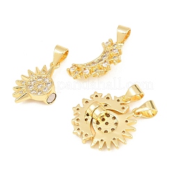 Подвески из латуни с микропаве из прозрачных кубических цирконий в виде солнца и луны&nbsp;KK-C169-03G