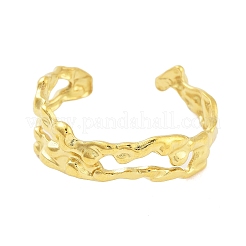 Настоящие открытые манжеты из нержавеющей стали 304 с покрытием из 18-каратного золота для женщин&nbsp;LS-RJEW-B061-01G-06