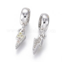 Латунь микропейв кубический цирконий европейские подвески с подвесками&nbsp;ZIRC-G153-12P