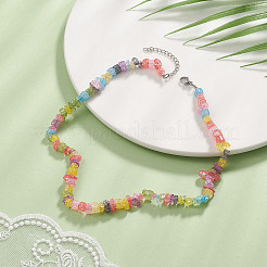 Colliers de perles de puces teintes de quartz craquelé synthétique&nbsp;NJEW-JN04275-04