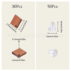 15 Paar Ohrstecker aus Walnussholz mit Rautenmotiv&nbsp;EJEW-SC0001-30