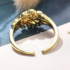 Кольца-манжеты для пальцев с покрытием из латуни с микропаве из прозрачного кубического циркония для женщин&nbsp;RJEW-M028-32G-03