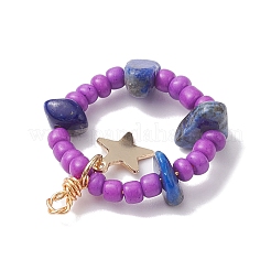 Кусочки натурального лазурита и подвески из стеклянных семян&nbsp;PALLOY-MZ00184-02