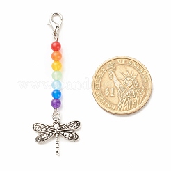 Chakra-Thema natürliche und gefärbte Malaysische Jade-Perlen-Anhänger-Dekorationen&nbsp;HJEW-JM00641-05
