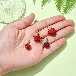 4шт 4 стиля подвески из полимерной глины со стразами&nbsp;FIND-YW0005-97