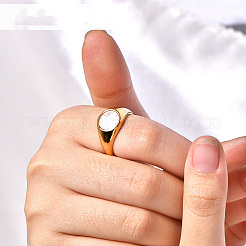 Fingerringe aus Edelstahl 304 mit natürlicher Muschel&nbsp;WGA15AE-01